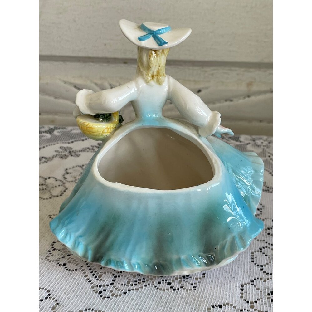 Vintage LEFTON Southern Belle with Flower Basket PLANTER #30008 6 1/2 - Picture 2 of 10